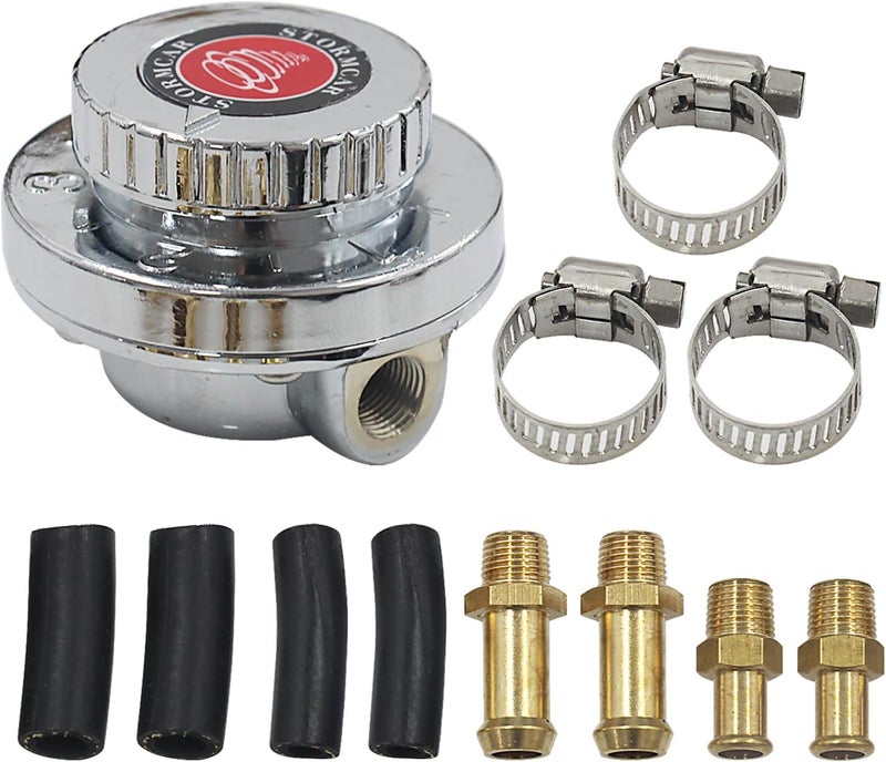 LVOUP Manual Adjustable 1-5 PSI Fuel Pressure Regulator Carburetor Carb Fuel Pump Kit - Image 1